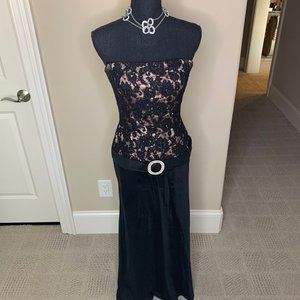 JOVANI , MAXI/LONG DRESS, STRAPLESS, BLACK, SIZE 8